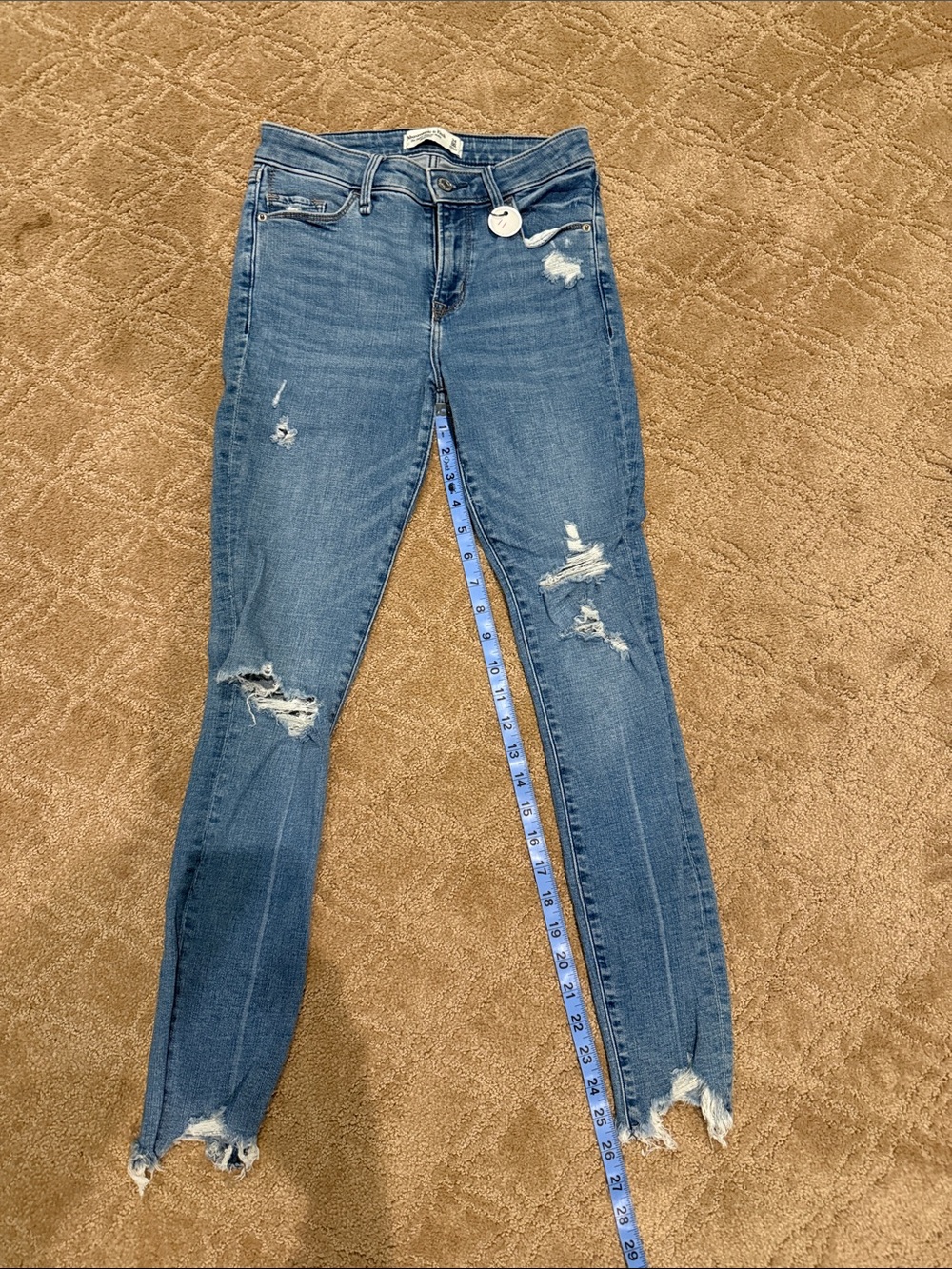 Abercrombie & Fitch Medium Blue Distressed Skinny Jeans